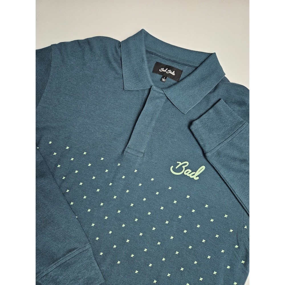 Bad Birdie Men's Long Sleeve Reflecting Pond 1/4 Button Pullover Shirt‎ Green...